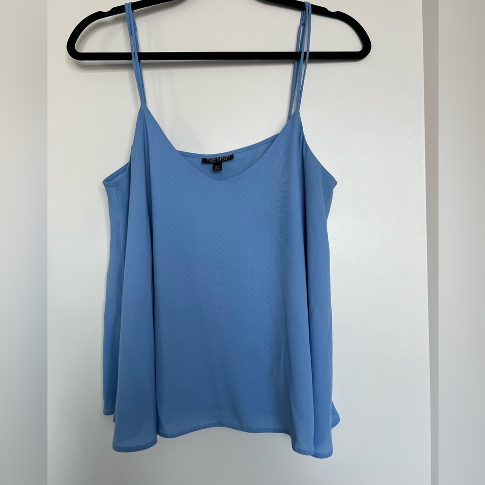 Topshop Blue Flowy Tank Top Size 8